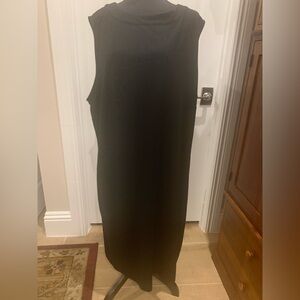 Talbots Black Sheath Midi Dress Scoop Neck Sleeveless